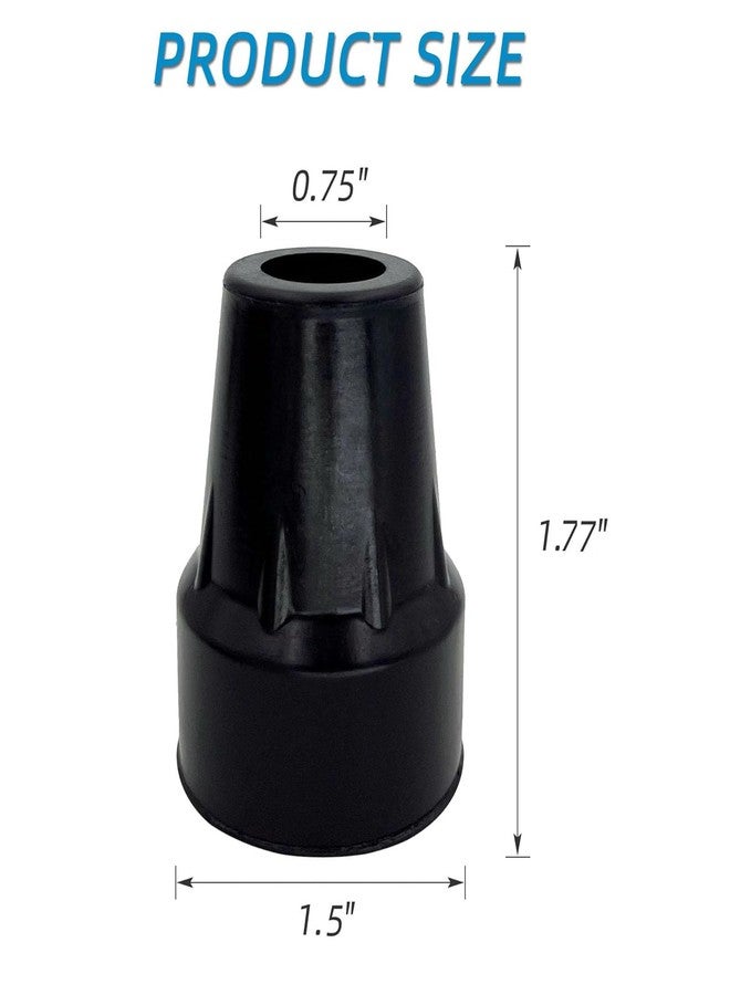 4Pcs Cane Tips 3/4 Inch Heavy Duty Rubber Cane Tips, Anti Slip Replacement Rubber Tips for Canes, Walking Sticks, Hiking Stick, Seniors Crutches, Black - Image 3
