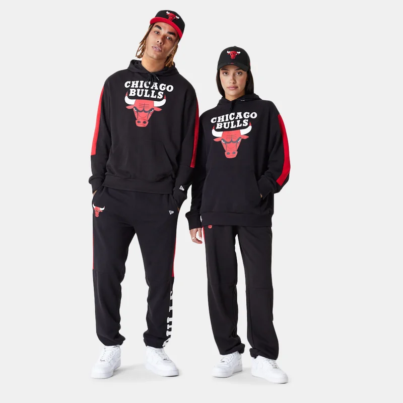 NEW ERA Men's Chicago Bulls NBA Colour-Block Pullover Hoodie