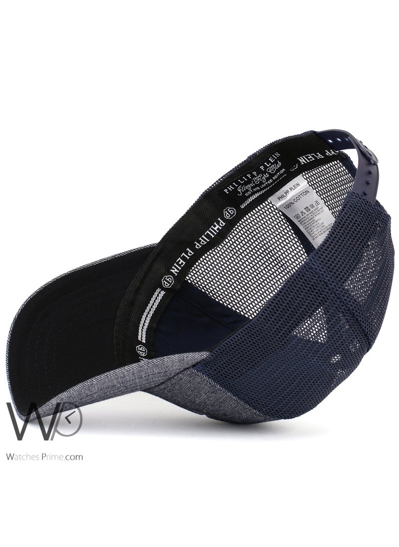 PHILIPP PLEIN Philipp Plein PP Trucker Mesh Cap Navy Blue Color Cotton Hat For Men PP  - Image 4
