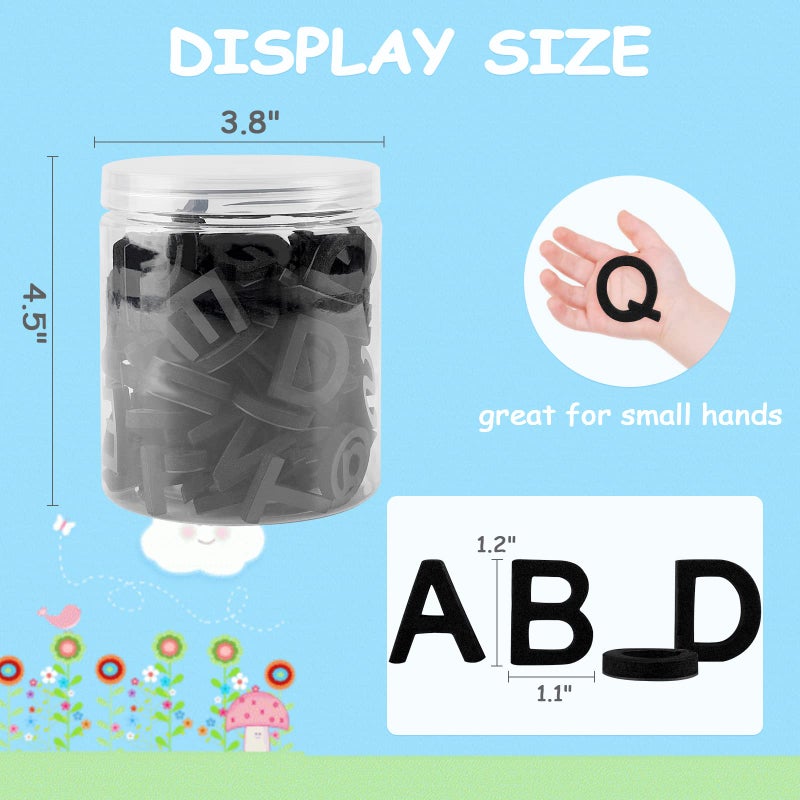 Lzttyee Decorative Magnetic EVA Alphabet Letters/Arabic Numerals for Refrigerator/White Board (117pcs Letters Black) - Image 2