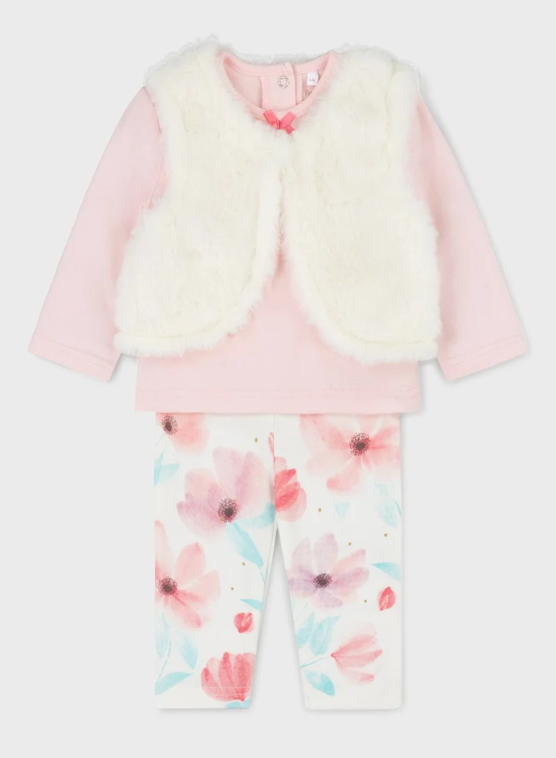 rock a bye baby Infant Glitter Fur Gilet Top And Legging Set
