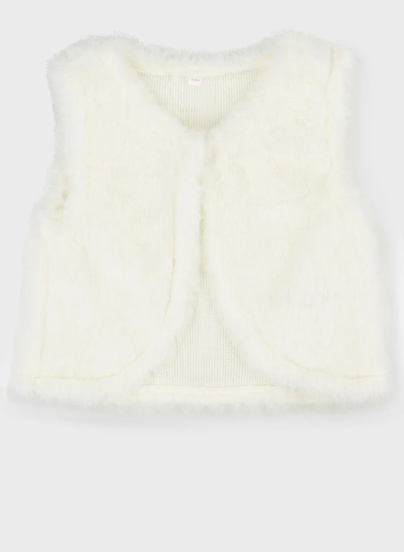 rock a bye baby Infant Glitter Fur Gilet Top And Legging Set