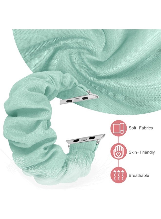 MEULOT Scrunchie Watch Bands for Women Compatible with Apple Watch Bands Series 8 7 6 5 4 3 2 1 SE, Soft Elastic Replacement Wristband for iWatch Bands 38mm 40mm 41mm 42mm 44mm 45mm (Pine Green 3M)