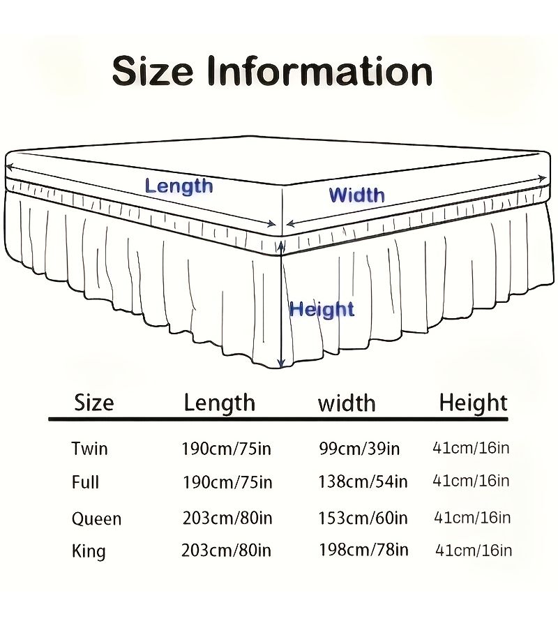Queen Size 16 Inch Bed Skirt Matcha Color Ultra Fine Microfiber With Two Elastic Bands - Image 3