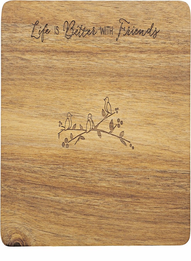 شركة بافيليون جيفت لوح تقطيع الجبن من بافيليون جيفت كومباني، مقاس 7 × 9 بوصة، مزين بنقش الطيور، مع مجموعة من 4 شوكات بنقوش بارزة، بني اللون. - Image 4