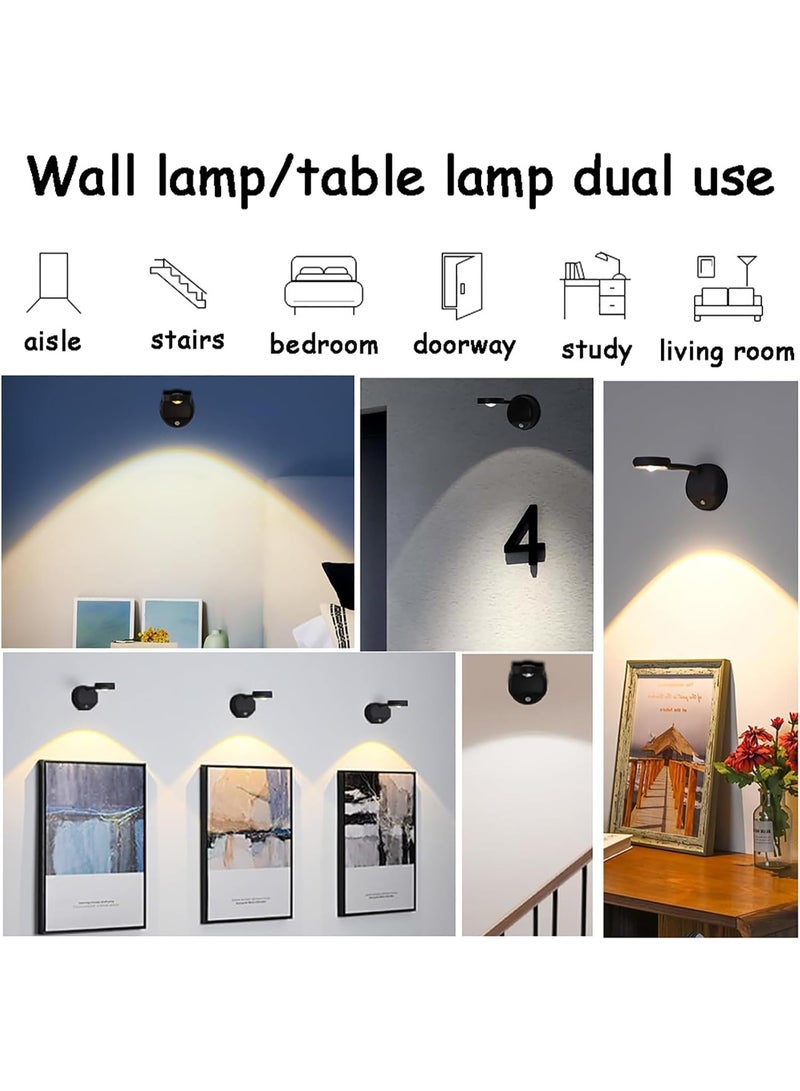 KIIUMI Motion Sensor Picture Light，LED Motion Sensor Night Light,Rechargeable Wall Sconce,Picture Light,Dimmable 3 Color Temperature,360°Rotation Wireless Spotlight for Wall Stair Kids Room Hallway Bedroom Cabinet Closet - Image 3