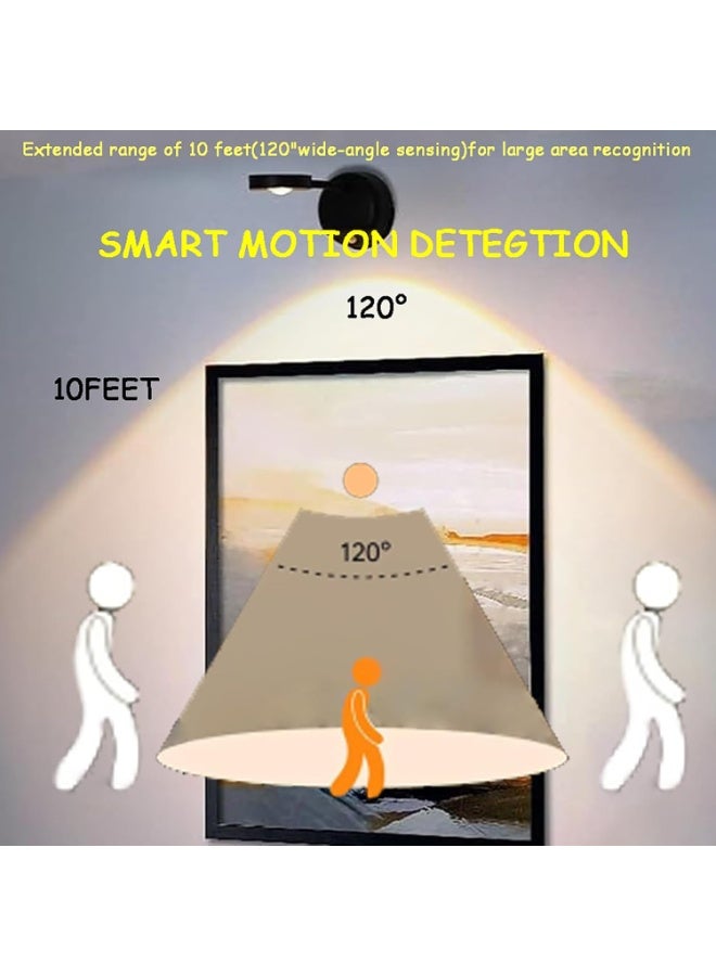 KIIUMI Motion Sensor Picture Light，LED Motion Sensor Night Light,Rechargeable Wall Sconce,Picture Light,Dimmable 3 Color Temperature,360°Rotation Wireless Spotlight for Wall Stair Kids Room Hallway Bedroom Cabinet Closet - Image 4