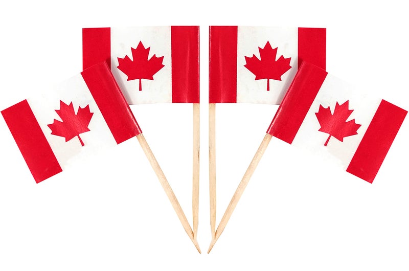 QQSD Canada Toothpick Flag Canadian Small Mini Cupcake Topper Flags,100 pcs - Image 1