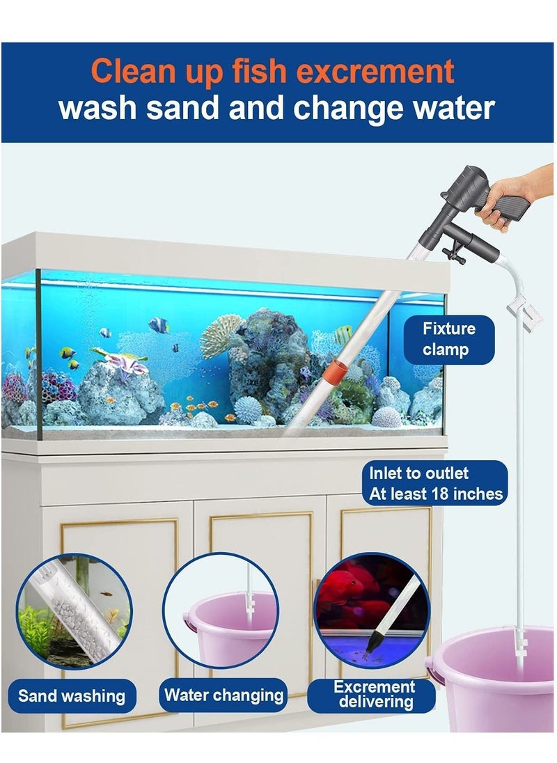 XiuWoo - Aquarium Gravel Cleaner Vacuum Fish Tank Vacuum Cleaner Tools for Aquarium Water Changer with Aquarium Thermometers Fish Net kit Use for Fish Tank Cleaning Gravel and Sand - Image 1