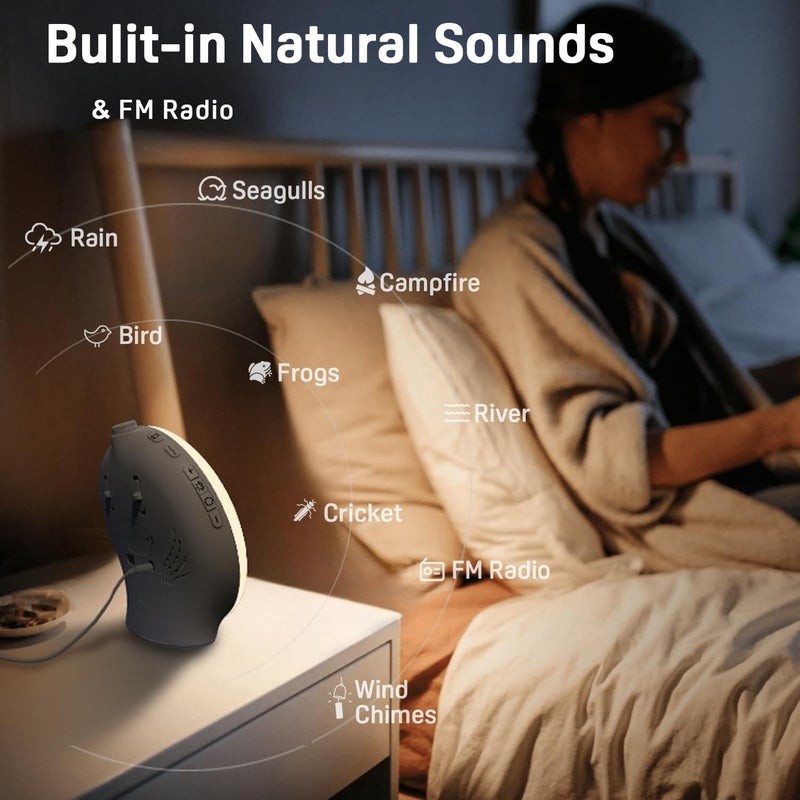 Jall Wake Up Light Sunrise Alarm Clock for Kids, Heavy Sleepers, Bedroom, with Sunrise Simulation, Sleep Aid, Dual Alarms, FM Radio, Snooze, Nightlight, Daylight, 7 Colors, 7 Natural Sounds, Ideal for Gift - Image 4