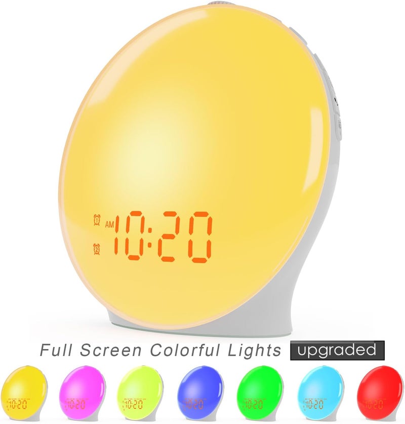 Jall Wake Up Light Sunrise Alarm Clock for Kids, Heavy Sleepers, Bedroom, with Sunrise Simulation, Sleep Aid, Dual Alarms, FM Radio, Snooze, Nightlight, Daylight, 7 Colors, 7 Natural Sounds, Ideal for Gift - Image 2