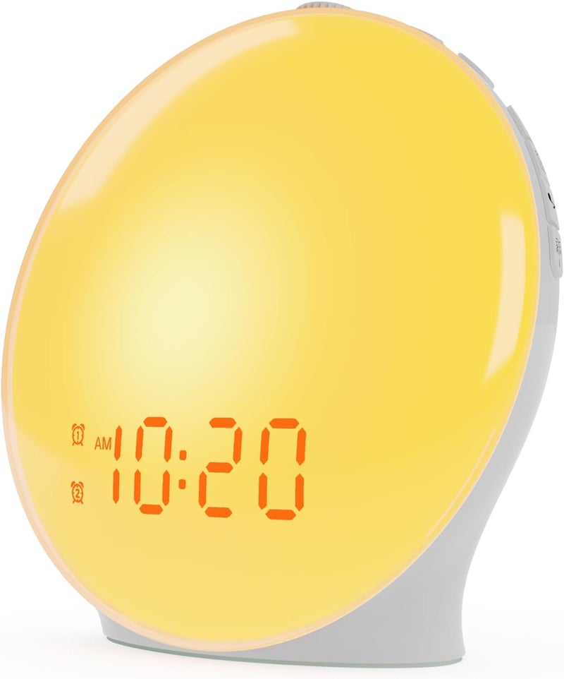 Jall Wake Up Light Sunrise Alarm Clock for Kids, Heavy Sleepers, Bedroom, with Sunrise Simulation, Sleep Aid, Dual Alarms, FM Radio, Snooze, Nightlight, Daylight, 7 Colors, 7 Natural Sounds, Ideal for Gift - Image 1