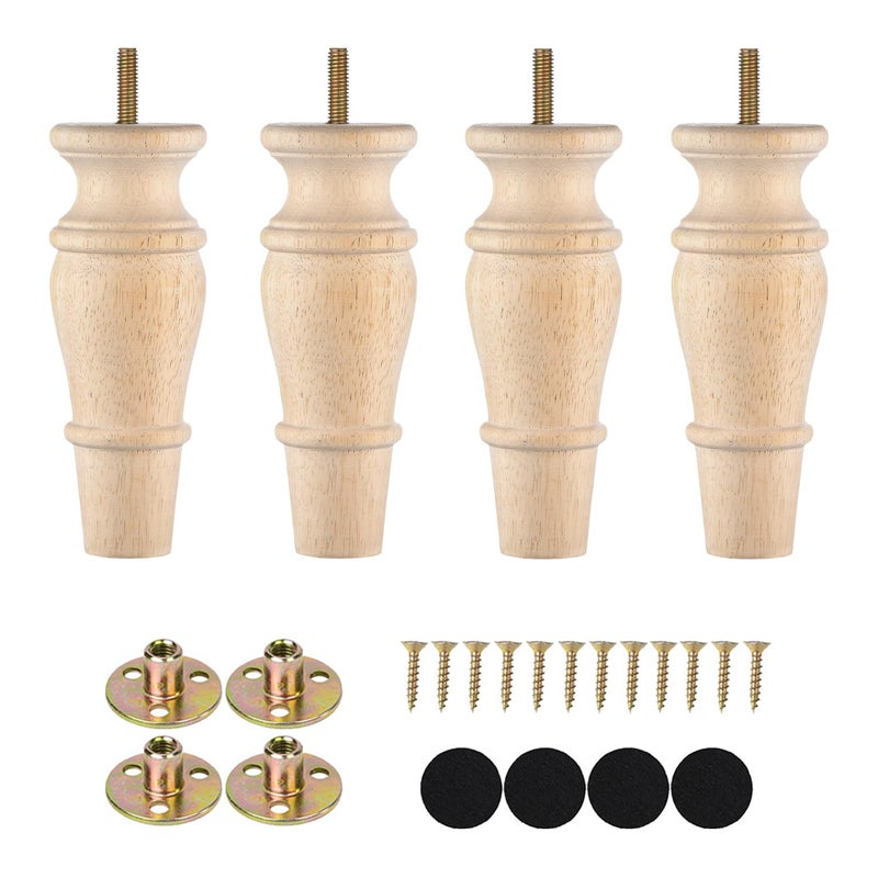 Michanco Wooden Furniture Legs 6 Inch Set of 4 Unfinished Replacement Parts for Couch Sofa Chair Ottoman Cabinet - Image 2