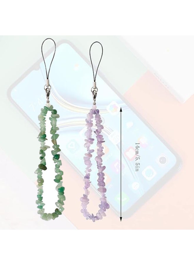 JOUDIYA 2 Pcs Phone Charms, Beaded Crystal Phone Chain, Phone Case Lanyard Wrist Strap, Natural Gemstone - Image 2