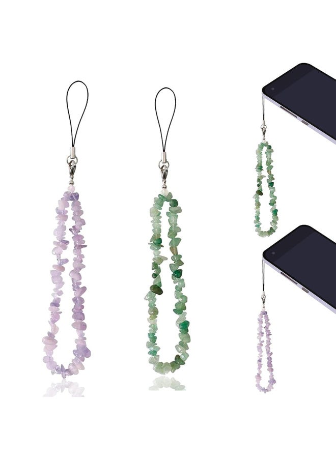 JOUDIYA 2 Pcs Phone Charms, Beaded Crystal Phone Chain, Phone Case Lanyard Wrist Strap, Natural Gemstone - Image 1