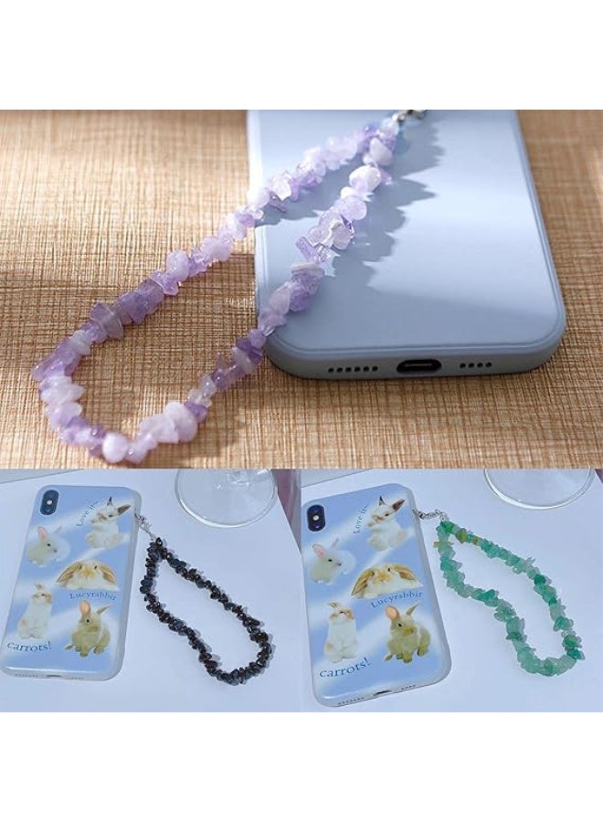 JOUDIYA 2 Pcs Phone Charms, Beaded Crystal Phone Chain, Phone Case Lanyard Wrist Strap, Natural Gemstone - Image 5