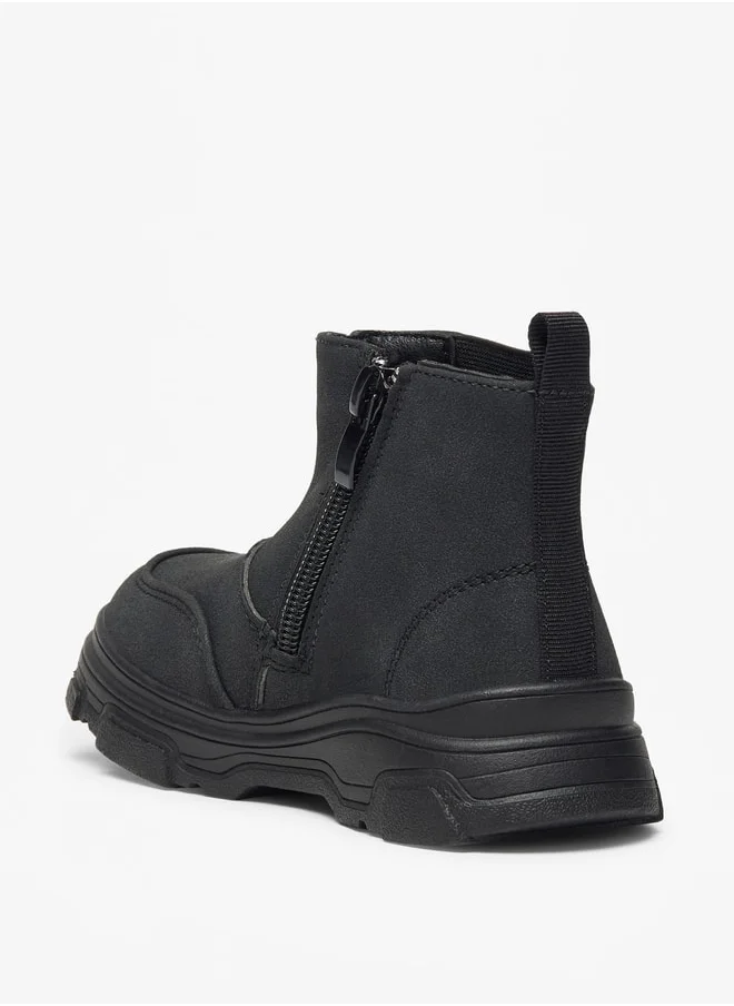 ال بي ال من شو اكسبرس Boy's Solid High Cut Boots with Zip Closure