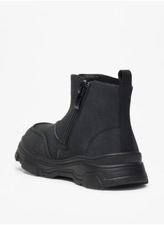 LBL by Shoexpress Boy's Solid High Cut Boots with Zip Closure  - Image 2