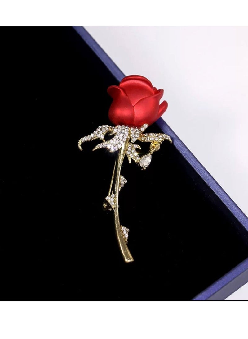 بلو لاين بروش نسائي باللون الذهبي والأحمر - Image 1