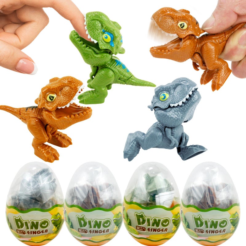 Sealive Dinosaur Egg Toys with Mini T-Rex Inside - 4 Pack Hatching Dinosaur Eggs for Kids 3-5, Educational Birthday Gifts, Boys Girls Party Favors, Interactive Play Learning Toys, Biting Fingers Big Mouth - Image 1