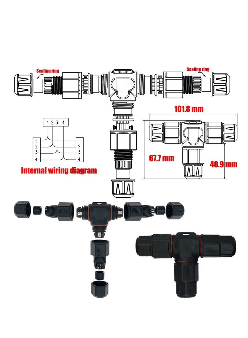 Y&D 2pcs 3 Way Junction Box Connector IP68 Waterproof Electrical for 5mm- 10mm Cable Range  - Image 5