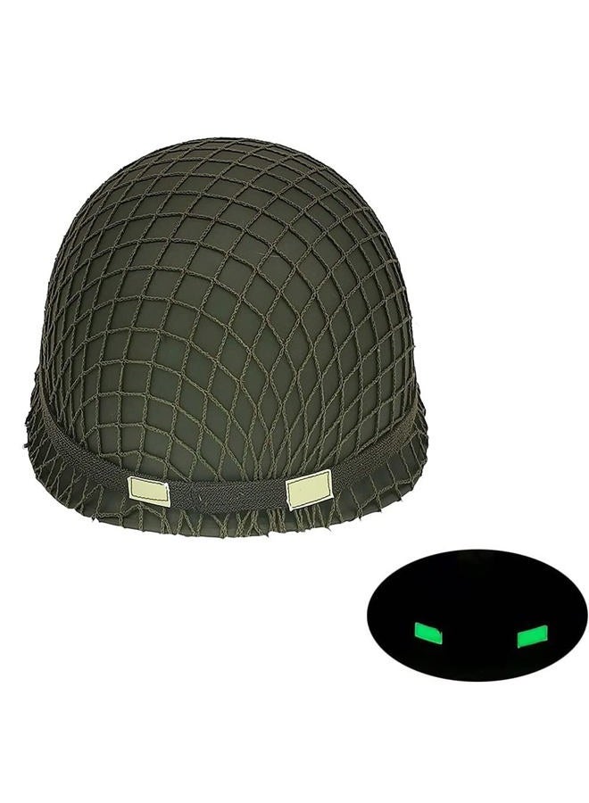 WXKHV WW2 US Army M1 Helmet, WW2 Gear, WW2 Uniform, WW2 Helmet Metal Steel Shell Replica with Net/Canvas Chin Strap/Cat Eye Band - Image 5