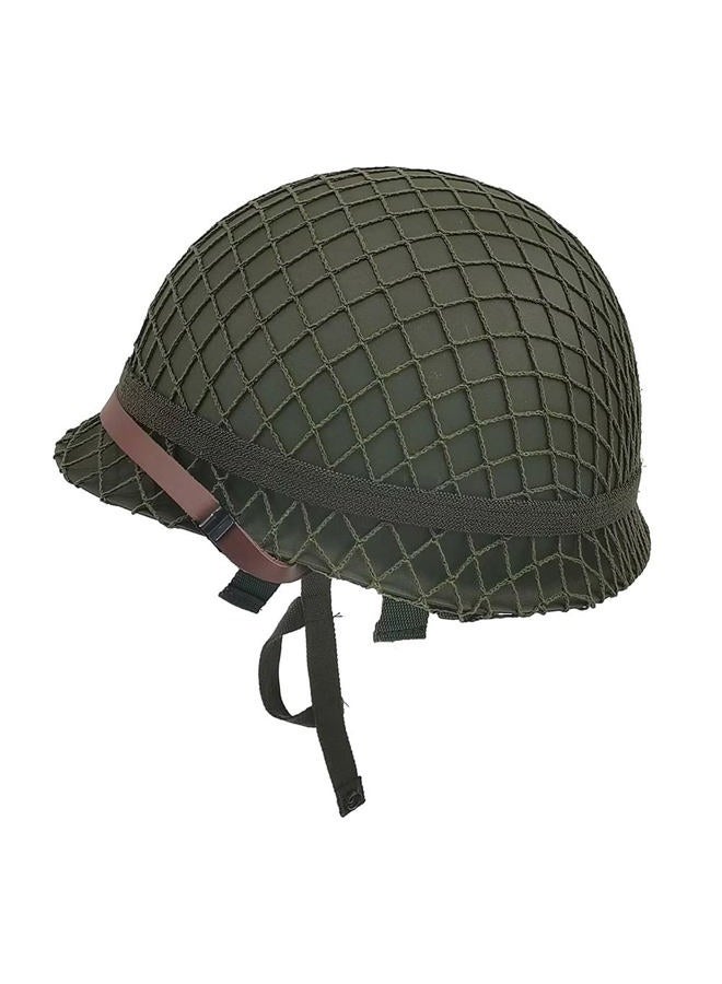 WXKHV WW2 US Army M1 Helmet, WW2 Gear, WW2 Uniform, WW2 Helmet Metal Steel Shell Replica with Net/Canvas Chin Strap/Cat Eye Band - Image 4