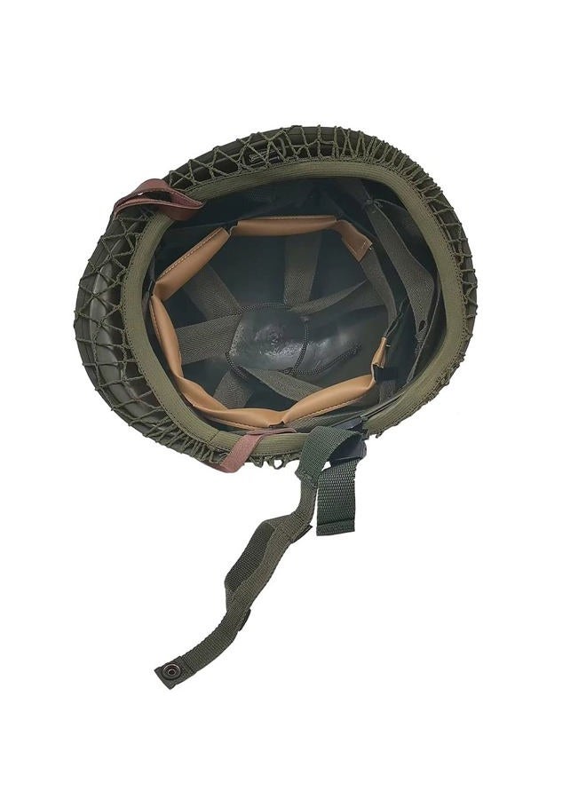 WXKHV WW2 US Army M1 Helmet, WW2 Gear, WW2 Uniform, WW2 Helmet Metal Steel Shell Replica with Net/Canvas Chin Strap/Cat Eye Band - Image 3