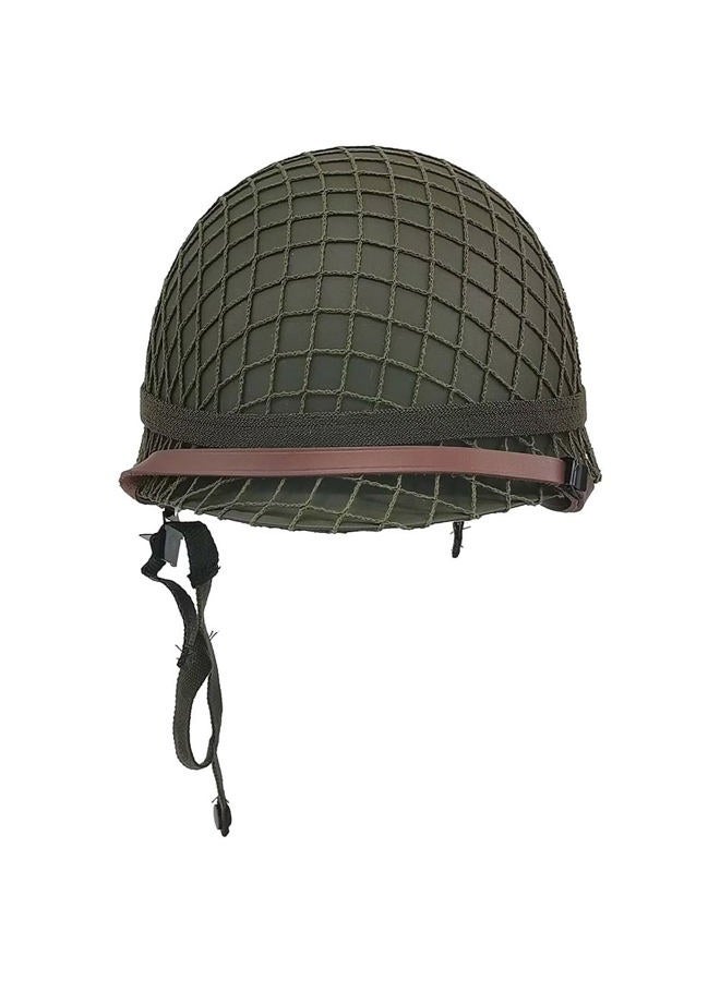 WXKHV WW2 US Army M1 Helmet, WW2 Gear, WW2 Uniform, WW2 Helmet Metal Steel Shell Replica with Net/Canvas Chin Strap/Cat Eye Band - Image 2