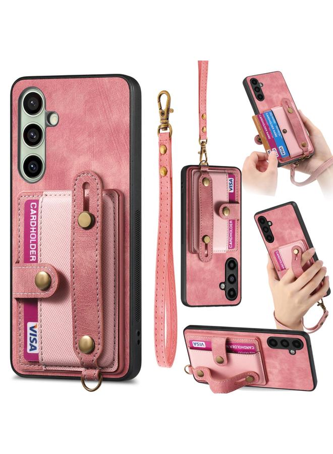 erorex Case For Samsung Galaxy A56 5G Retro Cross Wristband Wallet Leather Back Phone Case - Image 1