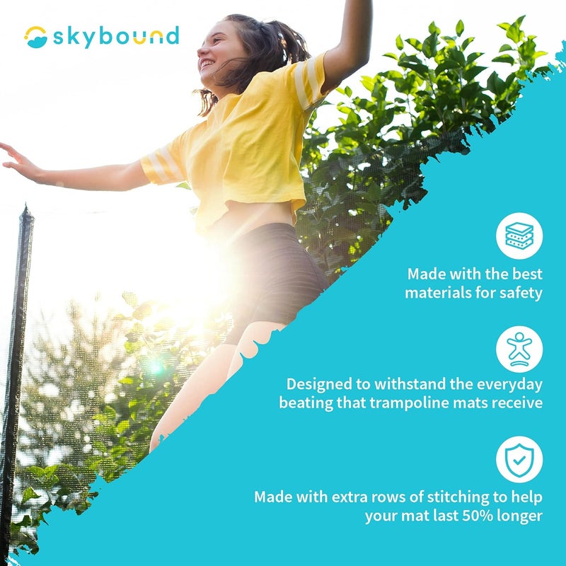 SKYBOUND Replacement 12 Foot Trampoline Mat, Fits 5.5 Inch Springs, 72 V-Rings, 12ft Frames w/Spring Tool and Durable V-Rings, Bounce Safely with Extra Rows of Stitching - Image 2