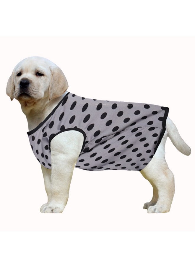 Western Era Funky Soft Cotton Dog T-Shirt | Comfortable & Breathable Dog Clothing | Sleeveless Vest Puppy Outfit |(Polka Grey) (Large) (20Inches) - Image 1
