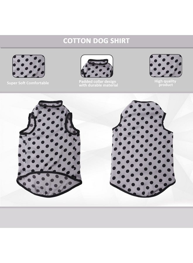 Western Era Funky Soft Cotton Dog T-Shirt | Comfortable & Breathable Dog Clothing | Sleeveless Vest Puppy Outfit |(Polka Grey) (Large) (20Inches) - Image 3