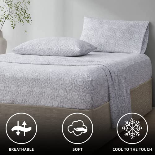 Comfort Spaces 100% Cotton Sheets King, Breathable, Naturally Cool Cotton Sheets, Soft Cotton Bed Sheets with 14" Elastic Pocket Fits up to 16" Mattress, All Seasons Sheet Set, Adelia Gray 4 Piece - Image 2