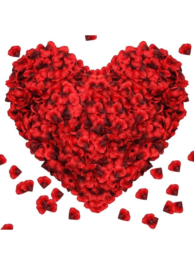 2000 PCS Artificial Rose Petals, 5x5 cm Fake Flower Petals, Romantic Decorations Special Night Set for Valentine's Day, Wedding Anniversary, Proposal, Event, Party, Table Decor, Dark Red