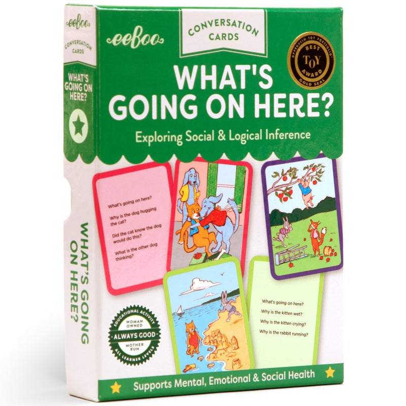 eeBoo: What's Going on Here? Conversation Flashcards, Develops Empathy Through Friendly Illustrations of Social Situations, Develop Social and Emotional Intelligence, for Ages 3 and up - Image 1