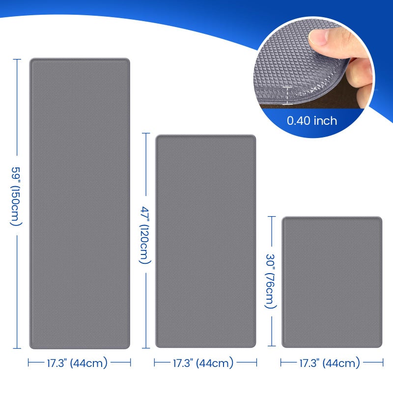 KitchenClouds Kitchen Mats for Floor,3PCS Kitchen Rugs,Non Slip Anti Fatigue for Kitchen Floor,Waterproof Kitchen Sink Mat,Cushioned Standing and Comfort Mats for Office,Grey - Image 2