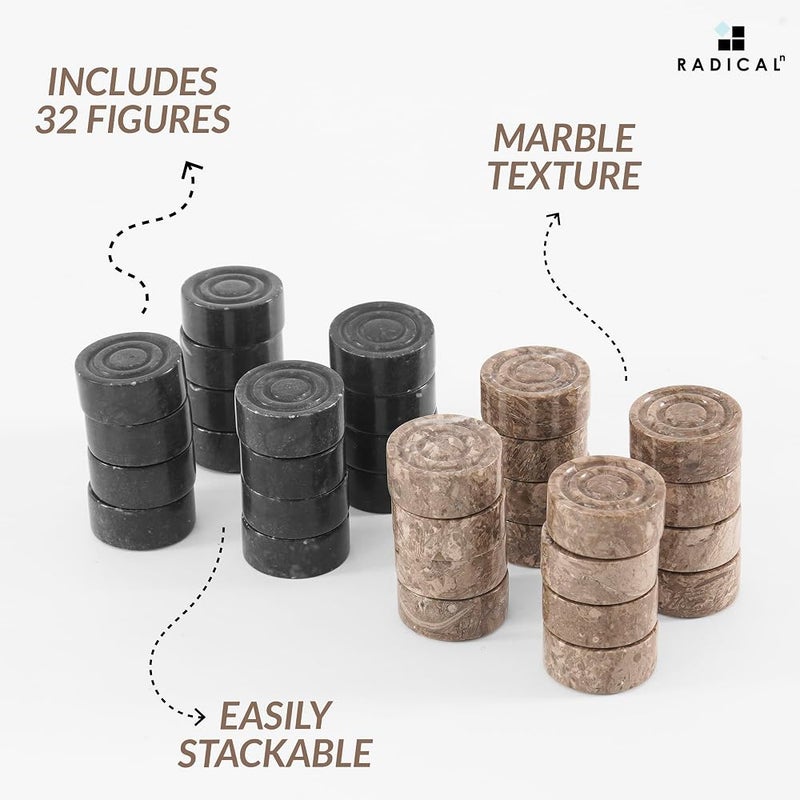 Radicaln Marble Checker Figures 1.25'' Inches Black and Oceanic Handmade Chess Pieces for Checker Board Game Draughts Game, Chess and Checkers Set - Image 5
