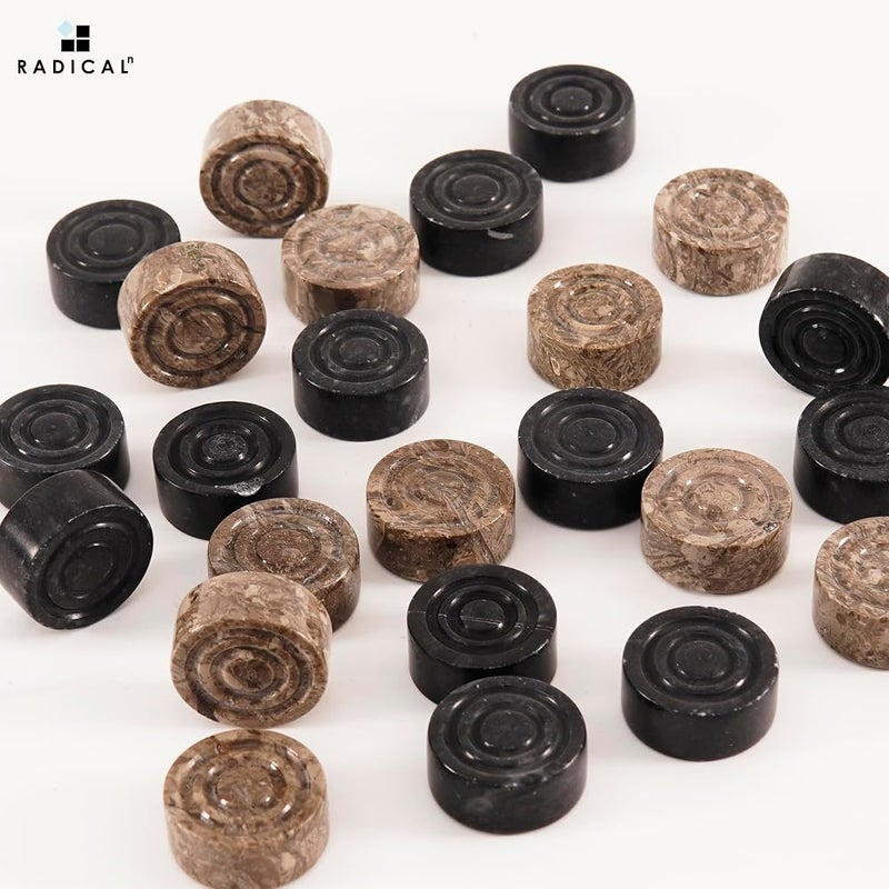 Radicaln Marble Checker Figures 1.25'' Inches Black and Oceanic Handmade Chess Pieces for Checker Board Game Draughts Game, Chess and Checkers Set - Image 2