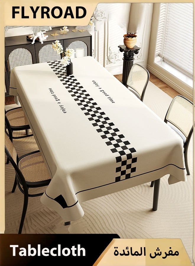 فلاي رود مفرش طاولة جلدي مقاوم للماء مقاس 90*140 سم، مفرش طاولة خفيف الوزن فاخر عالي الجودة، مفرش طاولة مستطيل متين مقاوم للتجاعيد، مناسب للمنزل أو في الهواء الطلق - Image 1