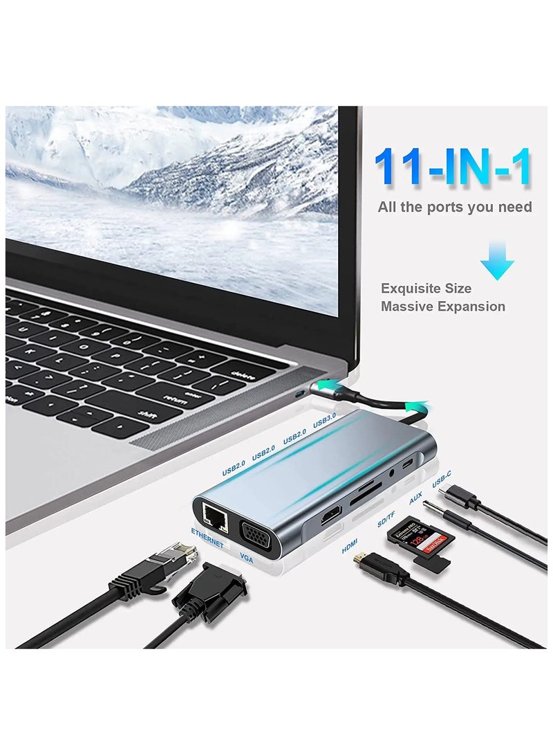 Raxoom HUB TYPE C 11X1 HDMI/LAN/USB 3.0/VGA/CARD - Image 5