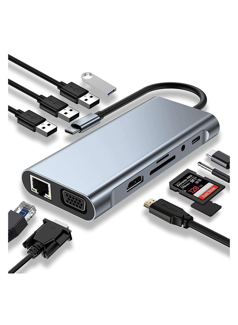 Raxoom HUB TYPE C 11X1 HDMI/LAN/USB 3.0/VGA/CARD - Image 1