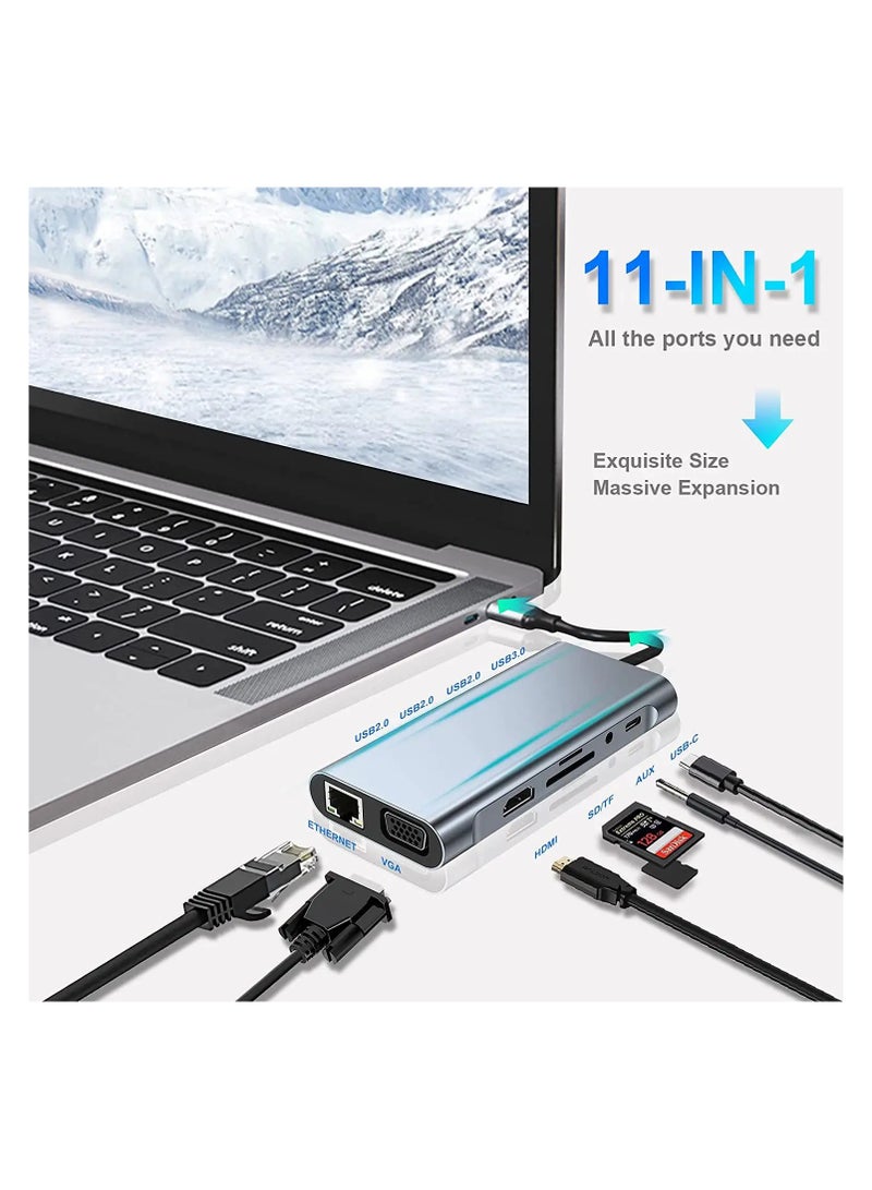 Raxoom HUB TYPE C 11X1 HDMI/LAN/USB 3.0/VGA/CARD - Image 2