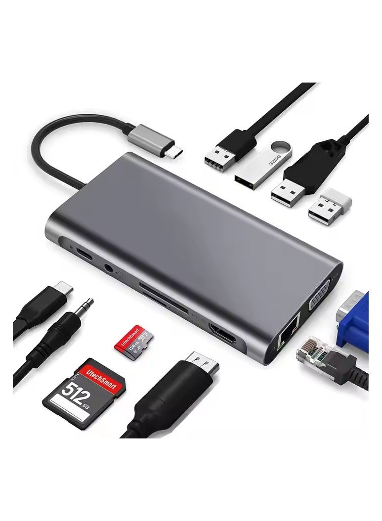 Raxoom HUB TYPE C 11X1 HDMI/LAN/USB 3.0/VGA/CARD - Image 4