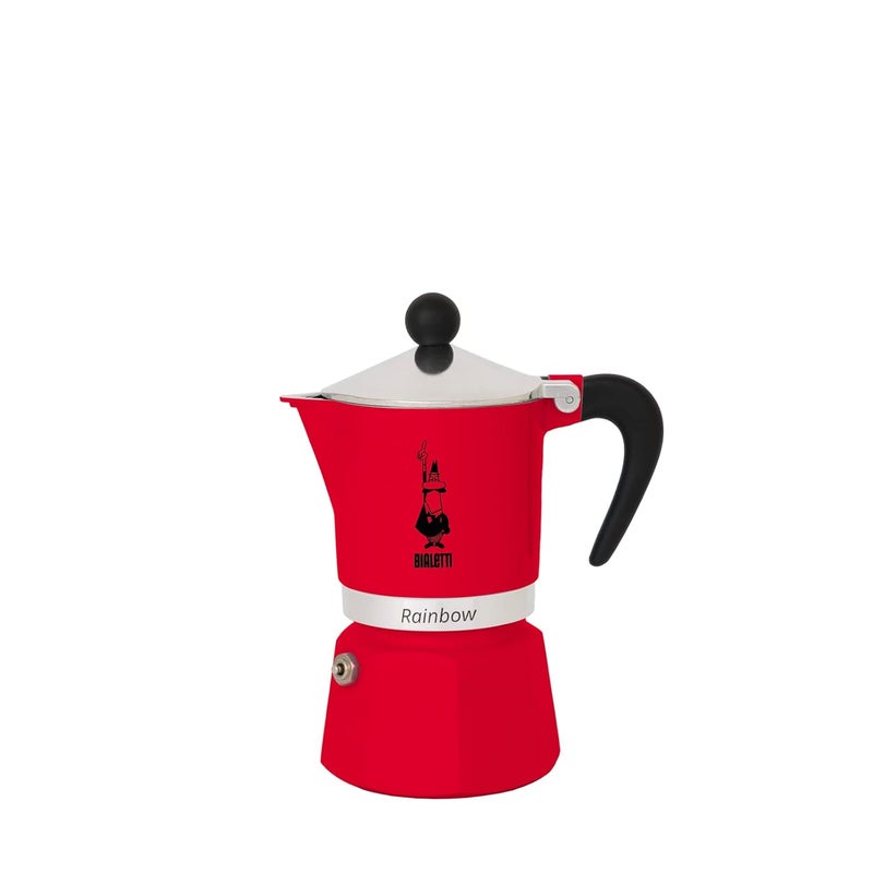 BIALeTTI Moka Express Rainbow (Red, 3 Cups) - Image 1