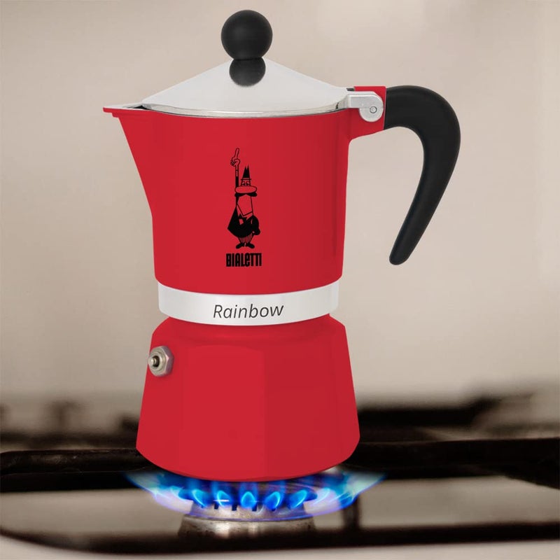 BIALeTTI Moka Express Rainbow (Red, 3 Cups) - Image 3