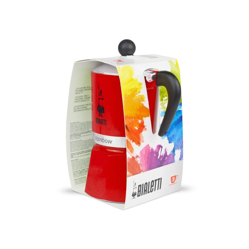 BIALeTTI Moka Express Rainbow (Red, 3 Cups) - Image 4