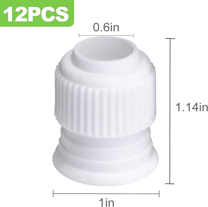 CeroDimo 12 Pcs Couplers for Piping Bags, Standard Cake Decorating Icing Couplers, Plastic Coupler Tip Set for Frosting Nozzles, Piping Bag Clips, 1.2 x 1 Inch - Image 2