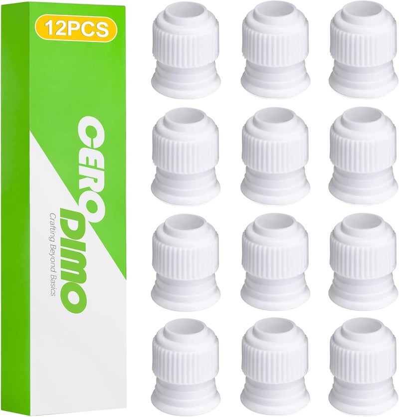 CeroDimo 12 Pcs Couplers for Piping Bags, Standard Cake Decorating Icing Couplers, Plastic Coupler Tip Set for Frosting Nozzles, Piping Bag Clips, 1.2 x 1 Inch - Image 1