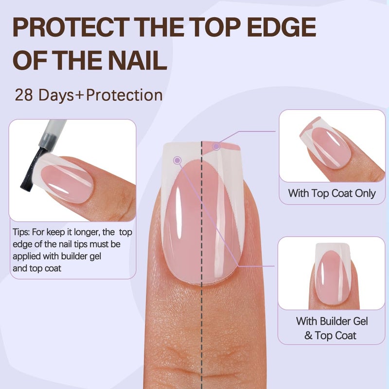 Misssix XBASICTIPS Deep French Gel Nail Tips, 150Pcs Soft Gel French Tip Press on Nails, Short Square Pre-shaped False Nails, No Need to File Fake Nails for Nail Art DIY - Image 4
